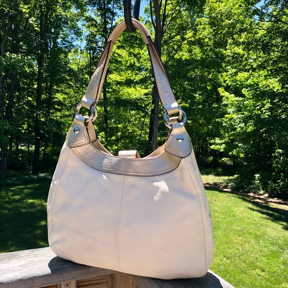 COACH Two-Tone ALL LEATHER 3-Section Lg Bag. WOW!! - Picture 5 of 8